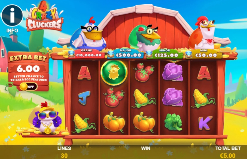 4 Crazy Cluckers Slot Review and Demo Play